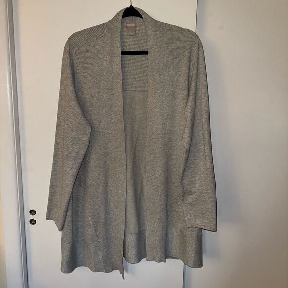 Chicos Women’s Cardigan Sweater Light Gray Size 2 (Large) EUC - Picture 1 of 11